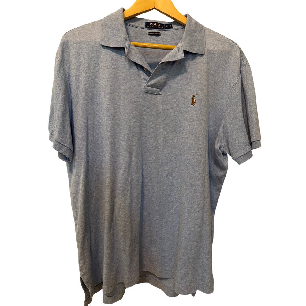 Polo Ralph Lauren Blue Polo Shirt Men's Size Large Pima Cotton Soft Golf Preppy